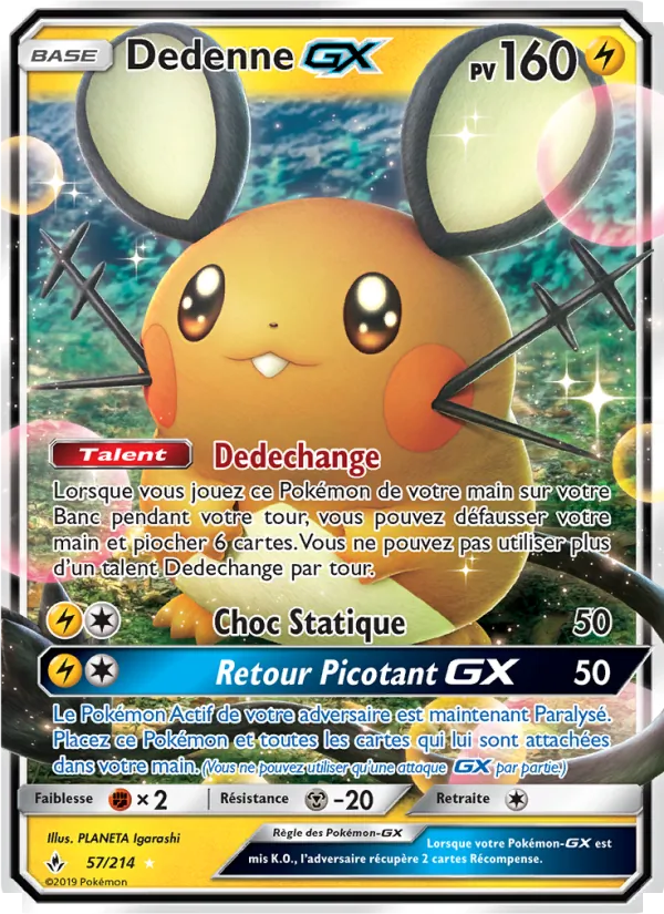 Carte Pokémon Dedenne GX de l'extension Alliance Infaillible