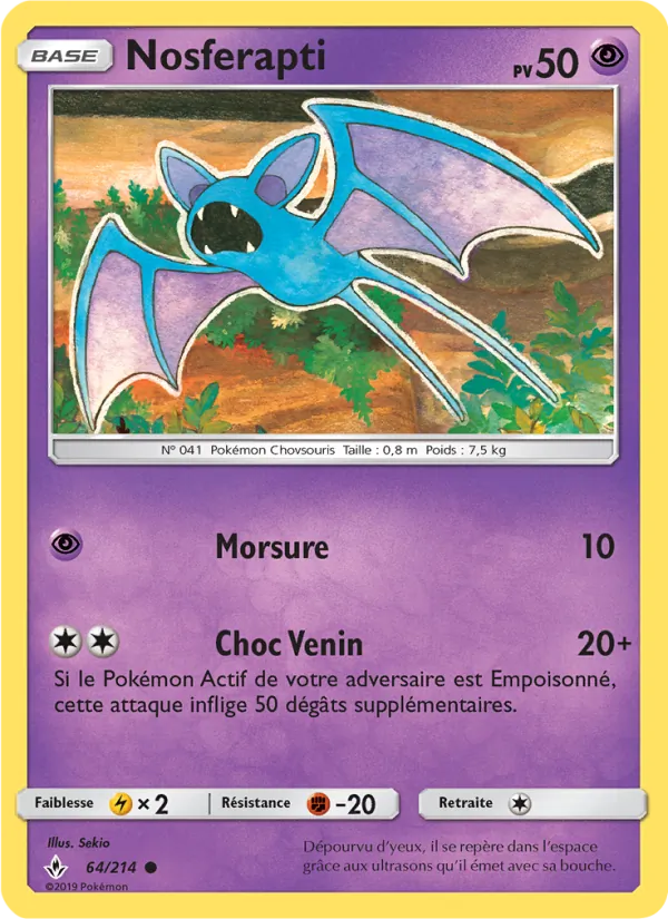 Carte Pokémon Nosferapti de l'extension Alliance Infaillible
