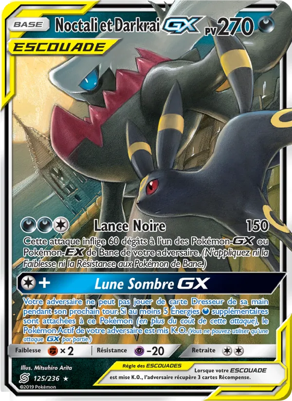 Carte Pokémon Noctali et Darkrai GX de l'extension Harmonie des Esprits