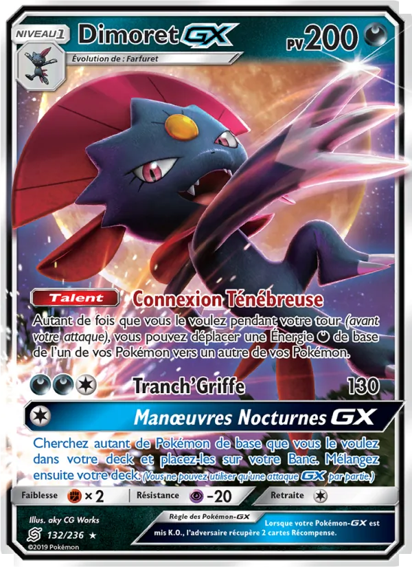 Carte Pokémon Dimoret GX de l'extension Harmonie des Esprits