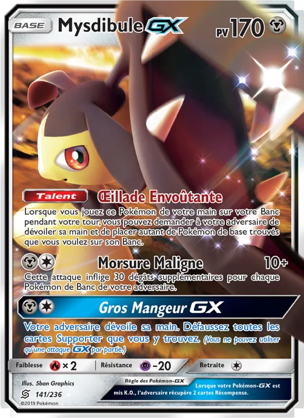 Carte Pokémon Mysdibule GX de l'extension Harmonie des Esprits