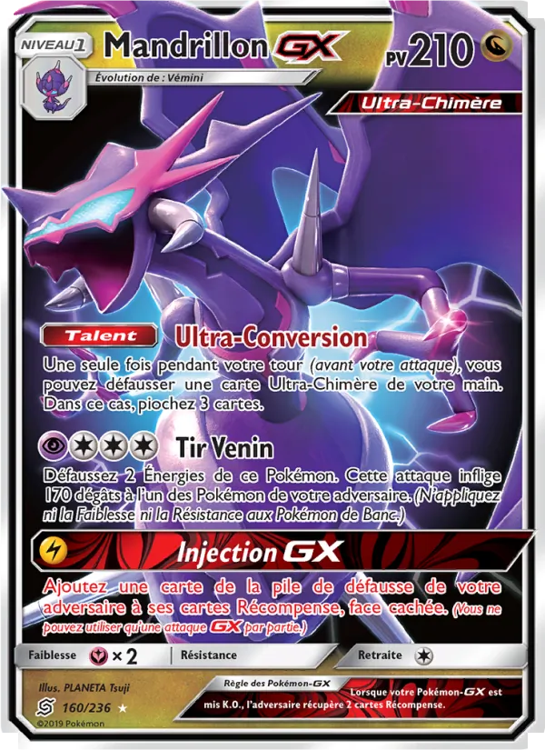 Carte Pokémon Mandrillon GX de l'extension Harmonie des Esprits