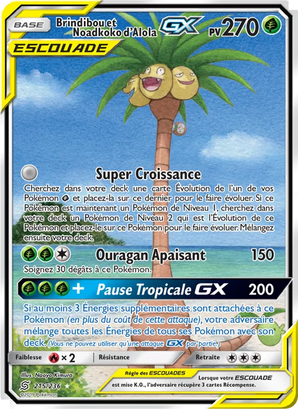 Carte Pokémon Brindibou et Noadkoko d’Alola GX de l'extension Harmonie des Esprits