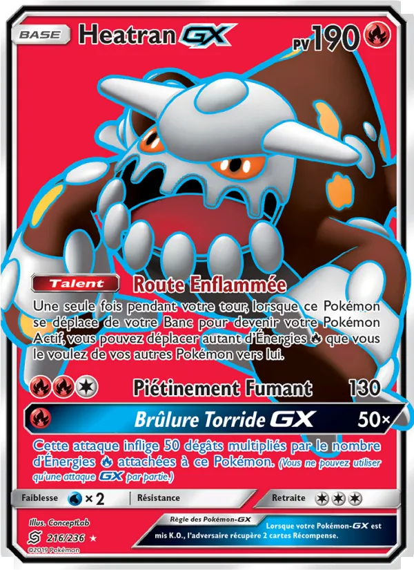 Carte Pokémon Heatran GX de l'extension Harmonie des Esprits