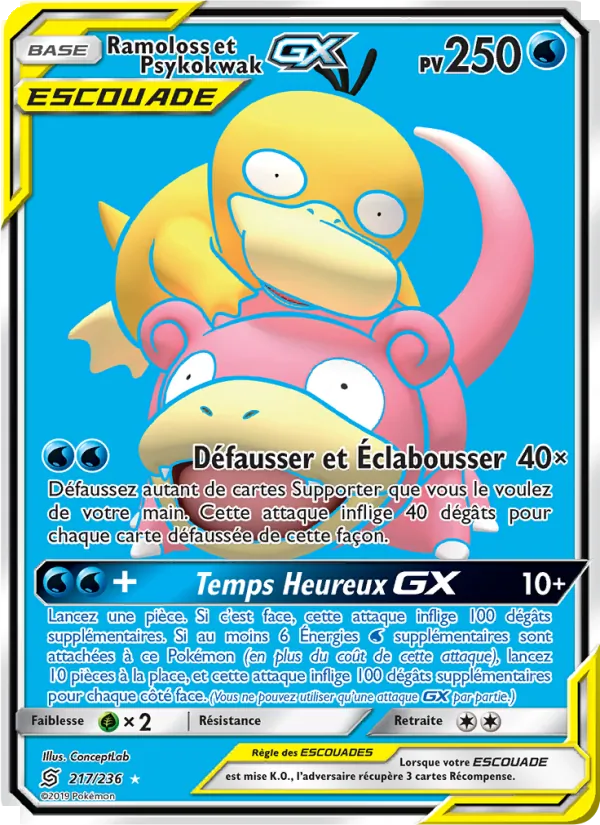 Carte Pokémon Ramoloss et Psykokwak GX de l'extension Harmonie des Esprits