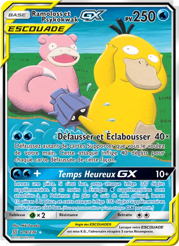 Carte Pokémon Ramoloss et Psykokwak GX de l'extension Harmonie des Esprits