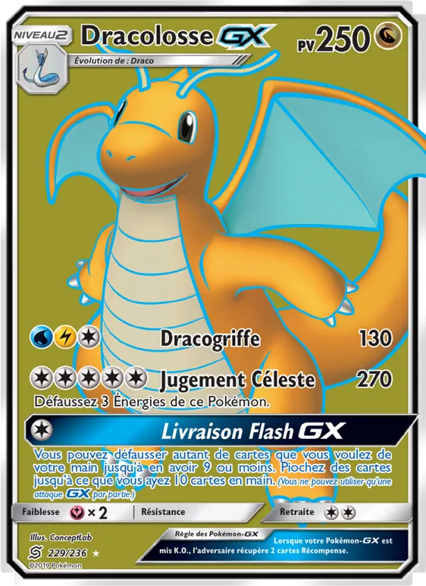 Carte Pokémon Dracolosse GX de l'extension Harmonie des Esprits