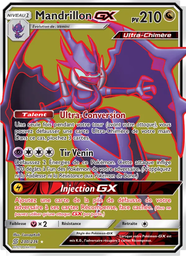 Carte Pokémon Mandrillon GX de l'extension Harmonie des Esprits