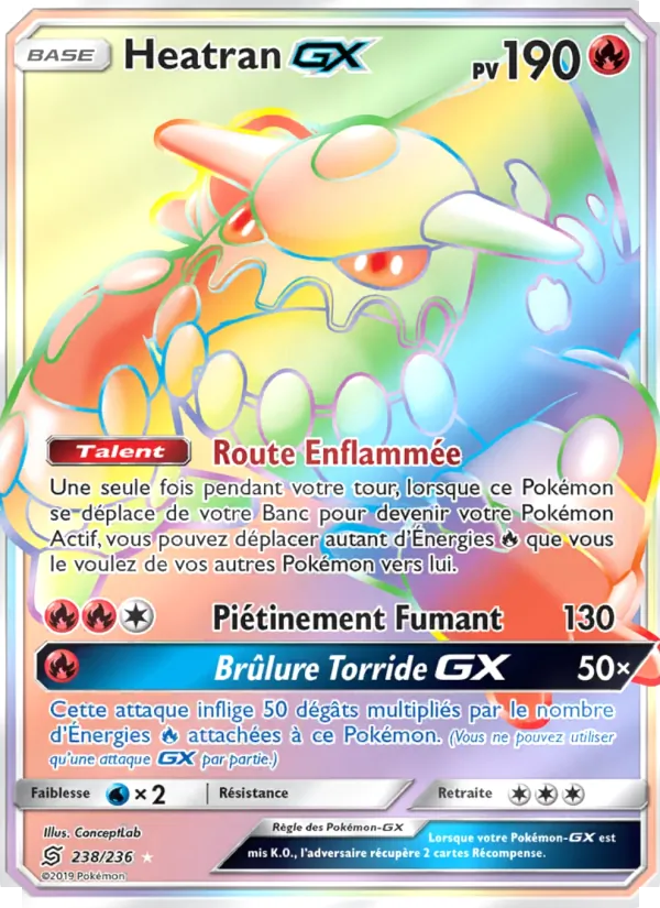 Carte Pokémon Heatran GX de l'extension Harmonie des Esprits