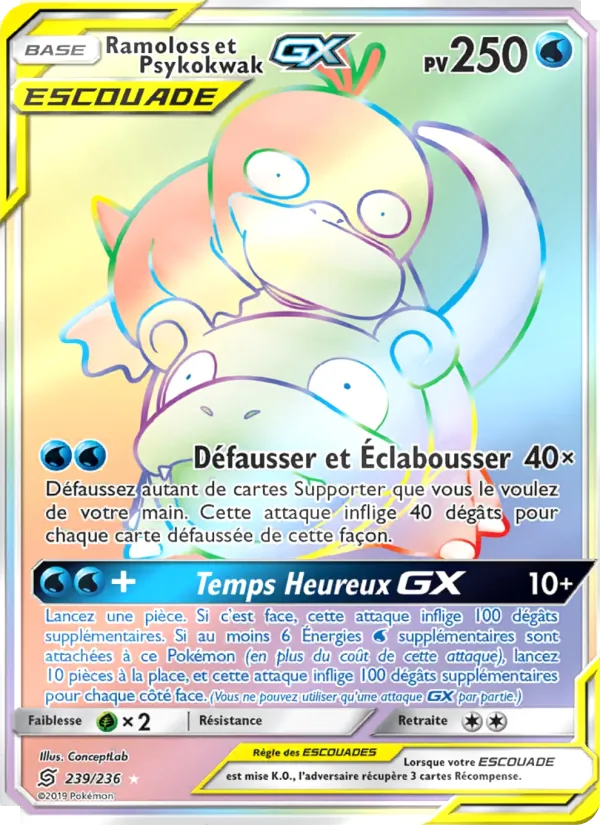 Carte Pokémon Ramoloss et Psykokwak GX de l'extension Harmonie des Esprits