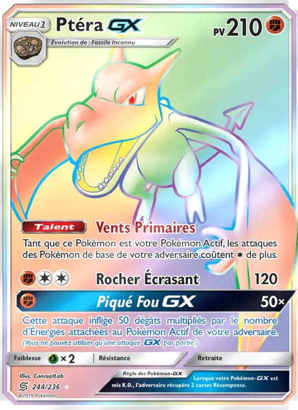 Carte Pokémon Ptéra GX de l'extension Harmonie des Esprits