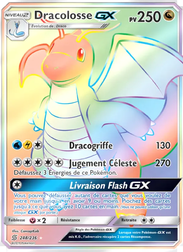 Carte Pokémon Dracolosse GX de l'extension Harmonie des Esprits