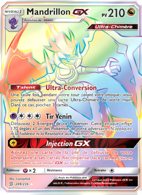 Carte Pokémon Mandrillon GX de l'extension Harmonie des Esprits