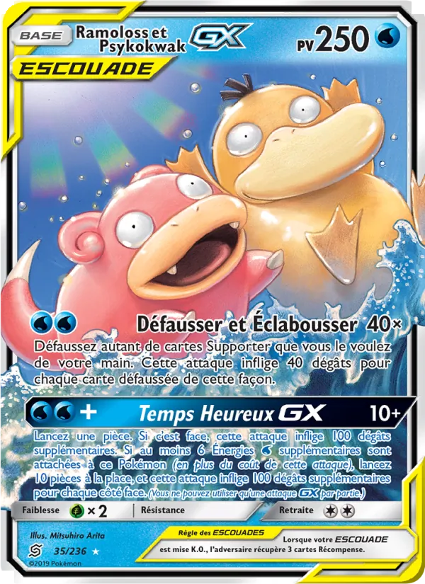 Carte Pokémon Ramoloss et Psykokwak GX de l'extension Harmonie des Esprits
