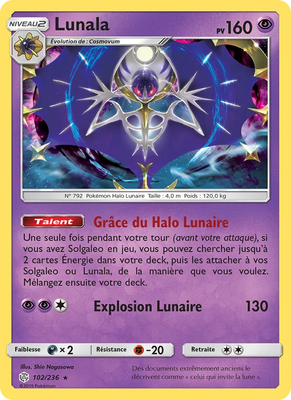 Carte Pokémon Lunala de l'extension Éclipse Cosmique