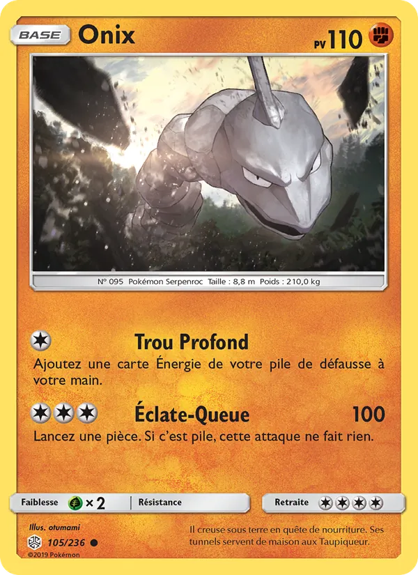 Carte Pokémon Onix de l'extension Éclipse Cosmique