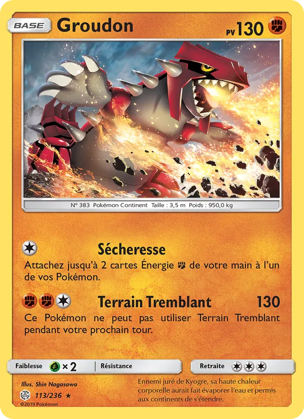 Carte Pokémon Groudon de l'extension Éclipse Cosmique