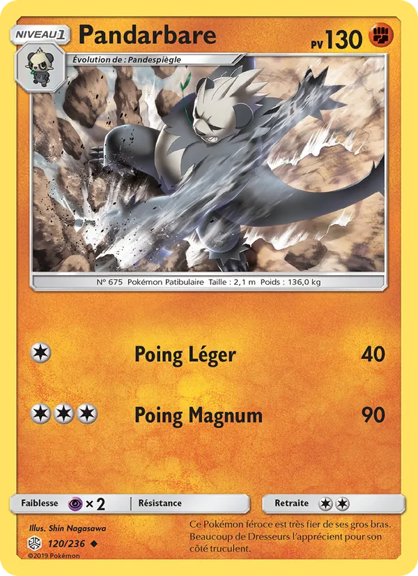 Carte Pokémon Pandarbare de l'extension Éclipse Cosmique
