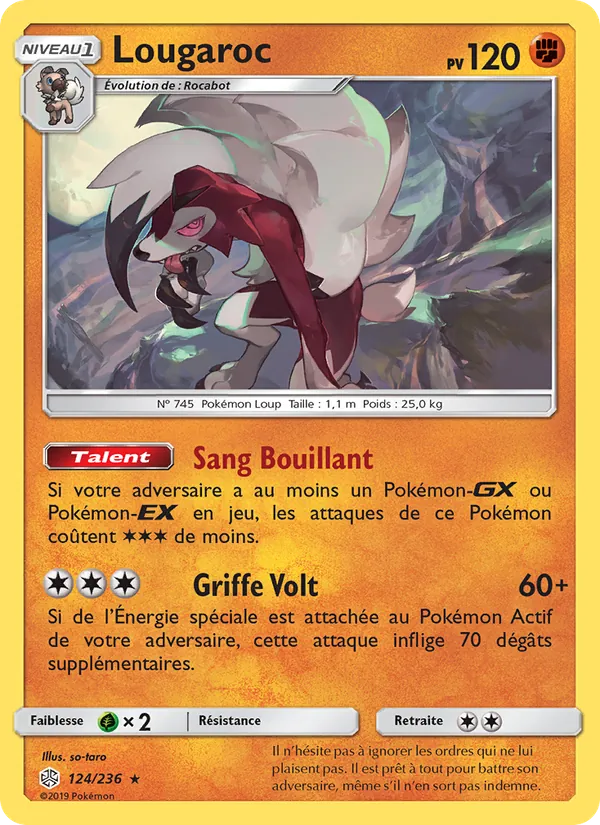Carte Pokémon Lougaroc de l'extension Éclipse Cosmique