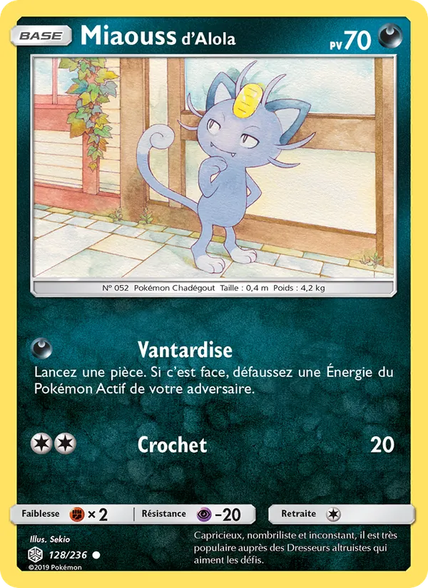 Carte Pokémon Miaouss d’Alola de l'extension Éclipse Cosmique