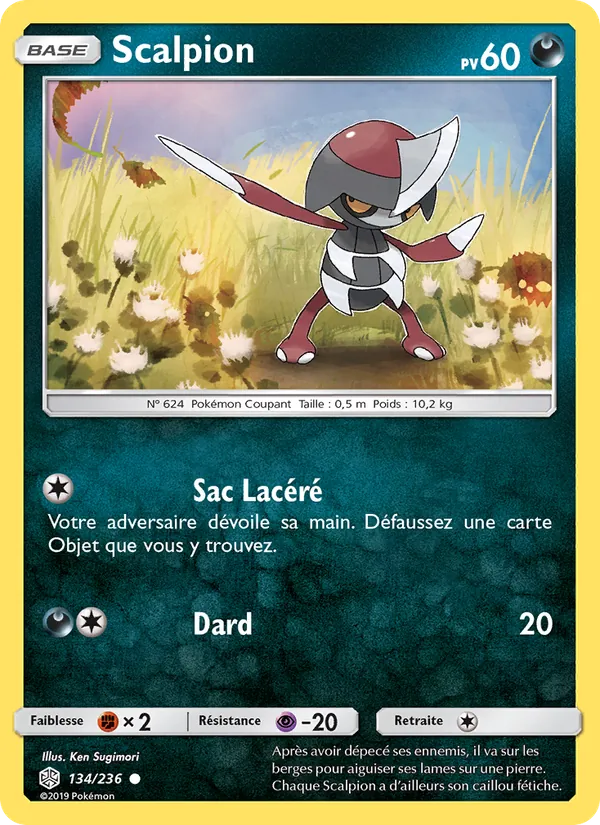 Carte Pokémon Scalpion de l'extension Éclipse Cosmique