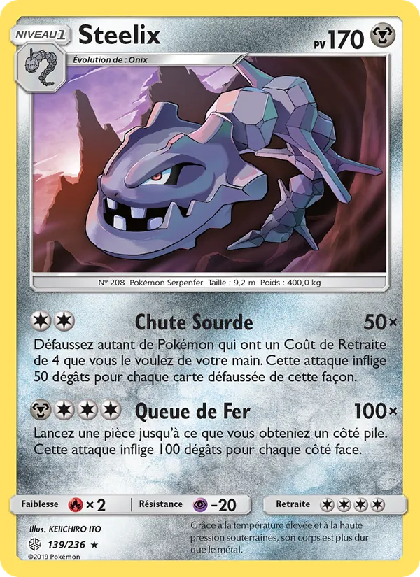 Carte Pokémon Steelix de l'extension Éclipse Cosmique