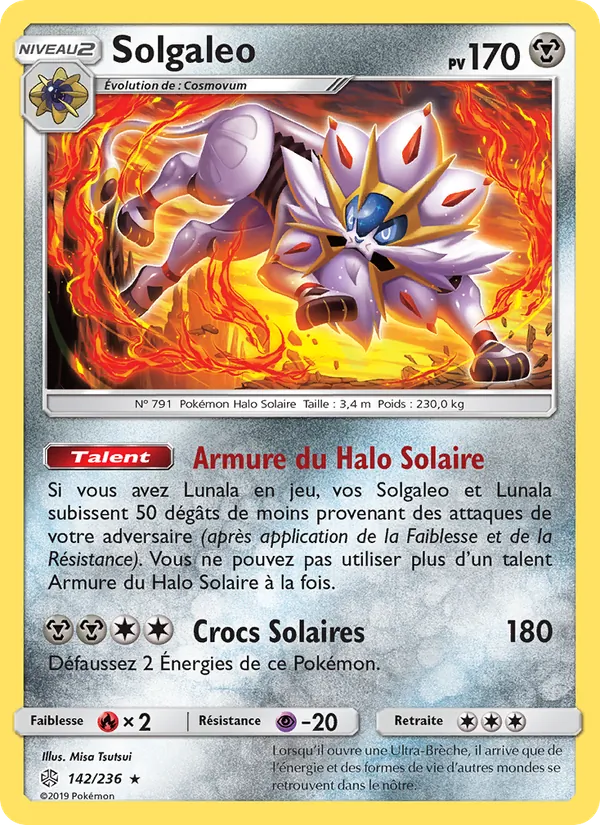 Carte Pokémon Solgaleo de l'extension Éclipse Cosmique