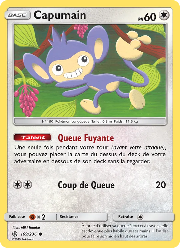 Carte Pokémon Capumain de l'extension Éclipse Cosmique
