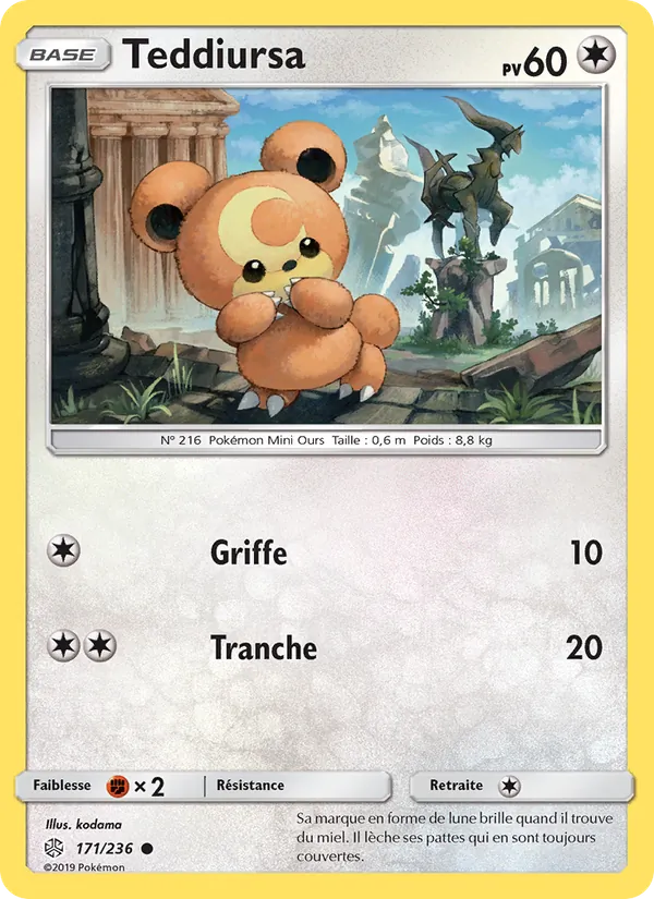 Carte Pokémon Teddiursa de l'extension Éclipse Cosmique