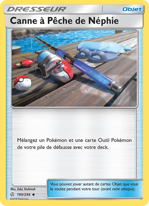 Carte Pokémon Canne à Pêche de Néphie de l'extension Éclipse Cosmique