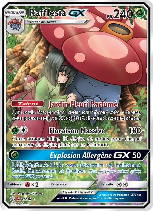 Carte Pokémon Rafflesia GX de l'extension Éclipse Cosmique