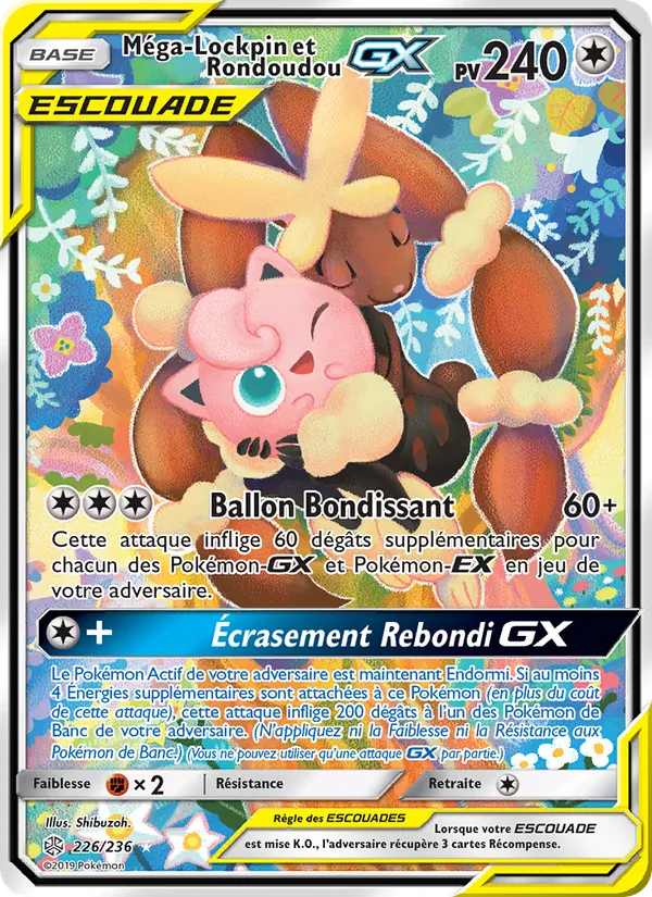 Carte Pokémon Méga-Lockpin et Rondoudou GX de l'extension Éclipse Cosmique