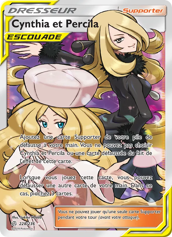 Carte Pokémon Cynthia et Percila de l'extension Éclipse Cosmique