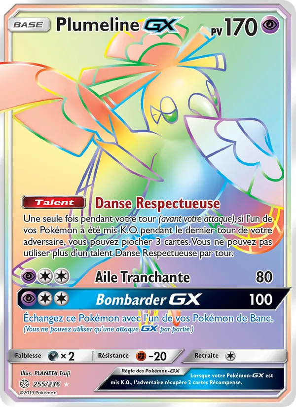 Carte Pokémon Plumeline GX de l'extension Éclipse Cosmique