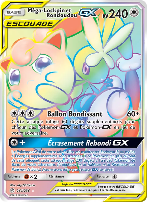 Carte Pokémon Méga-Lockpin et Rondoudou GX de l'extension Éclipse Cosmique