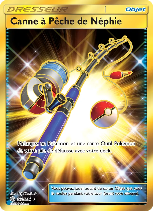 Carte Pokémon Canne à Pêche de Néphie de l'extension Éclipse Cosmique