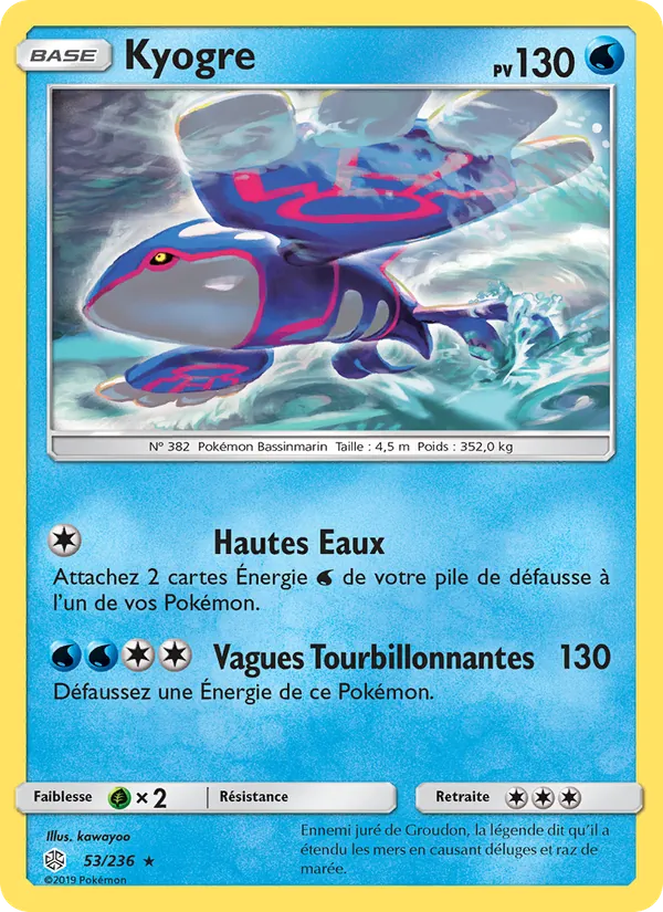 Carte Pokémon Kyogre de l'extension Éclipse Cosmique