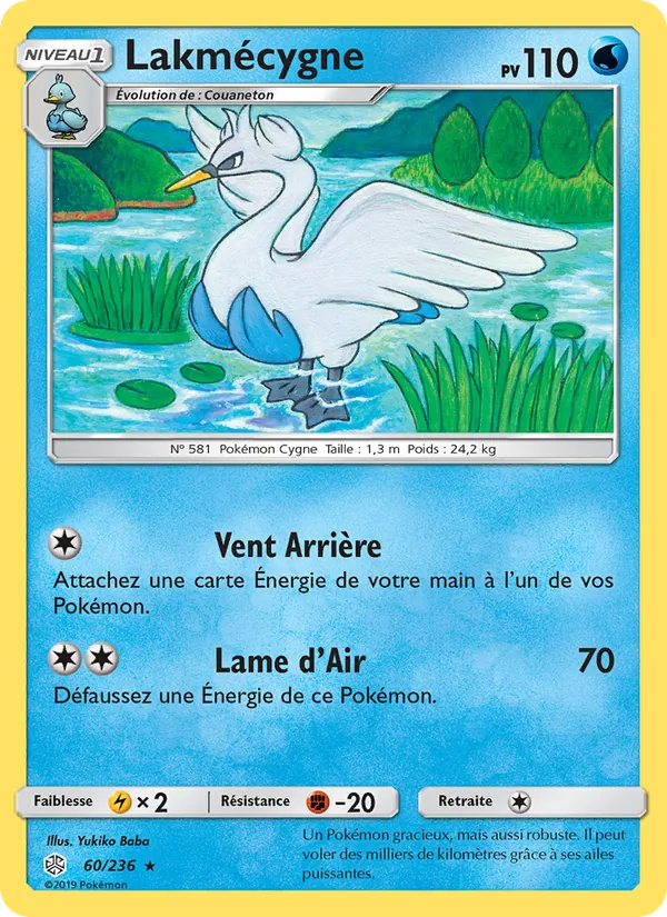 Carte Pokémon Lakmécygne de l'extension Éclipse Cosmique