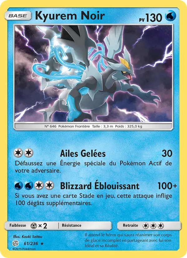 Carte Pokémon Kyurem Noir de l'extension Éclipse Cosmique