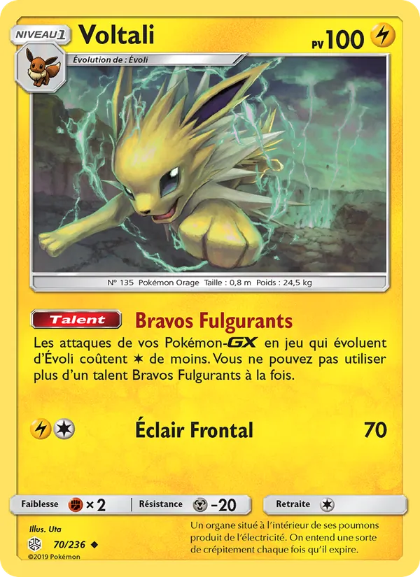 Carte Pokémon Voltali de l'extension Éclipse Cosmique