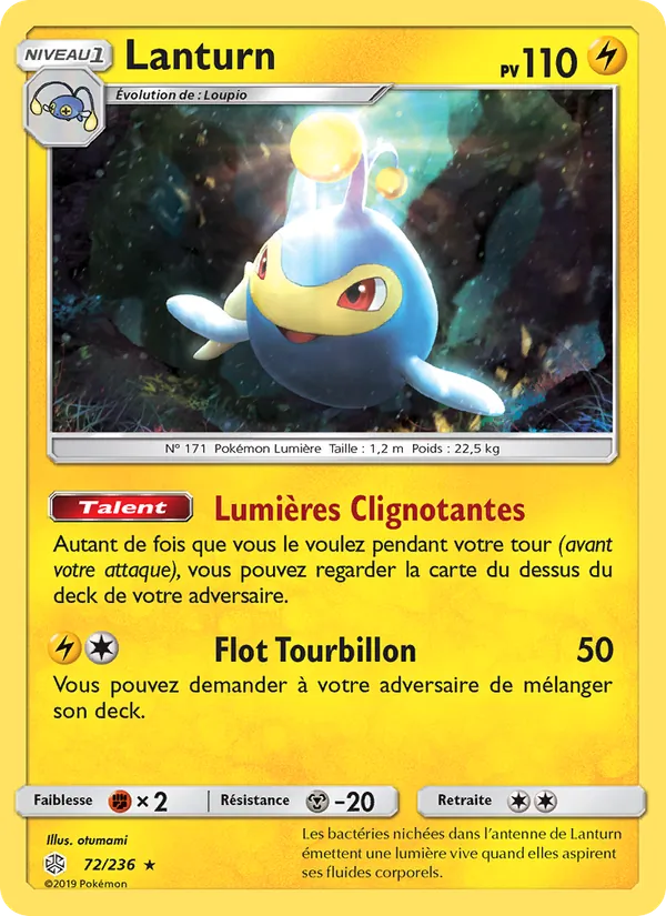 Carte Pokémon Lanturn de l'extension Éclipse Cosmique