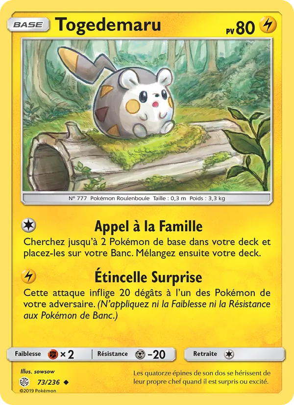 Carte Pokémon Togedemaru de l'extension Éclipse Cosmique