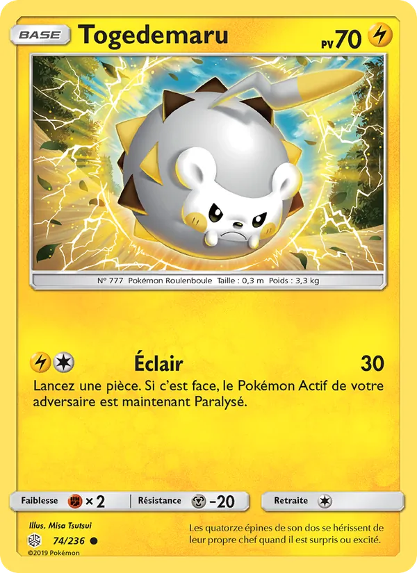 Carte Pokémon Togedemaru de l'extension Éclipse Cosmique