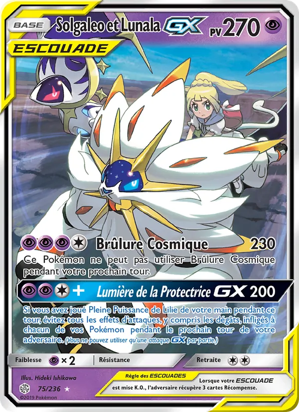 Carte Pokémon Solgaleo et Lunala GX de l'extension Éclipse Cosmique
