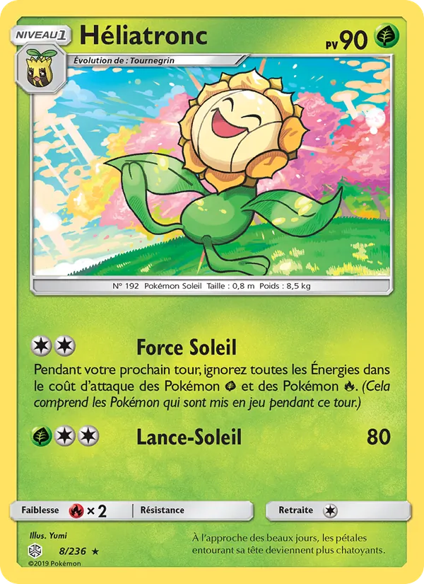 Carte Pokémon Héliatronc de l'extension Éclipse Cosmique