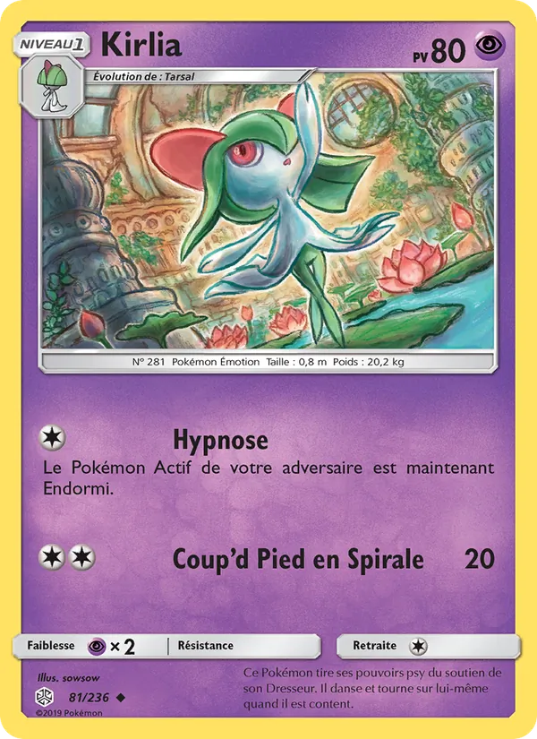 Carte Pokémon Kirlia de l'extension Éclipse Cosmique