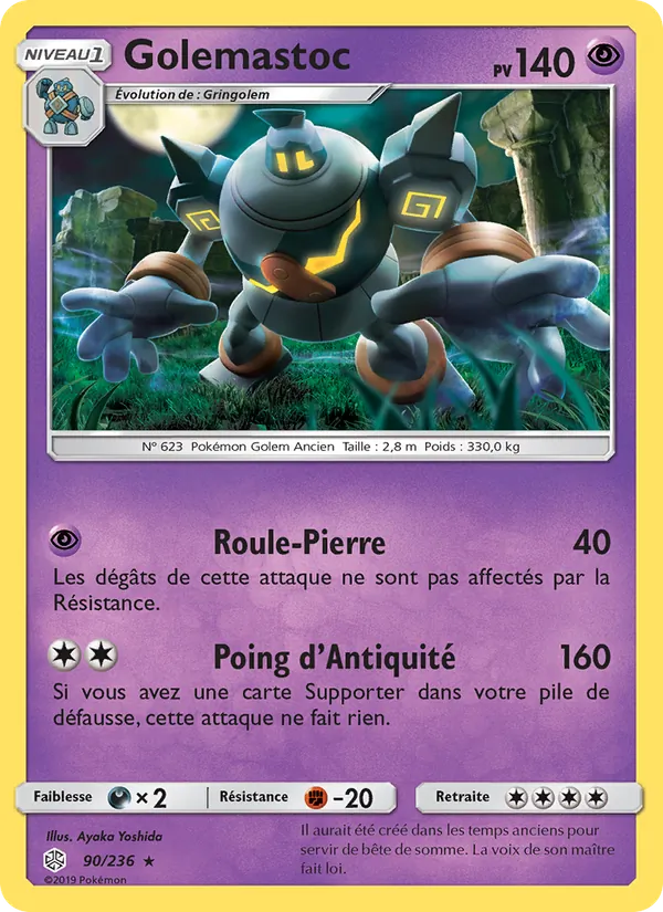 Carte Pokémon Golemastoc de l'extension Éclipse Cosmique