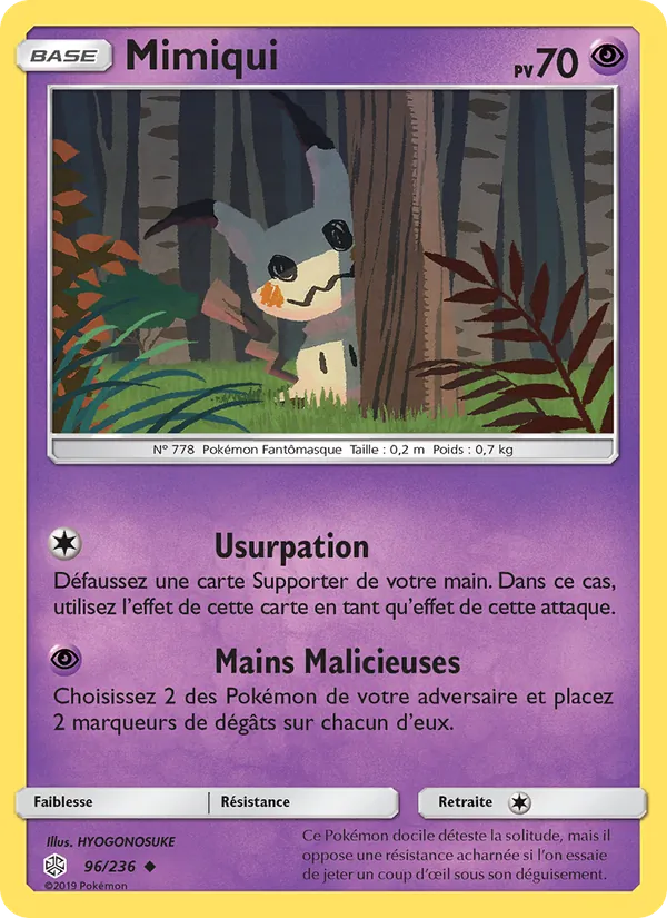 Carte Pokémon Mimiqui de l'extension Éclipse Cosmique