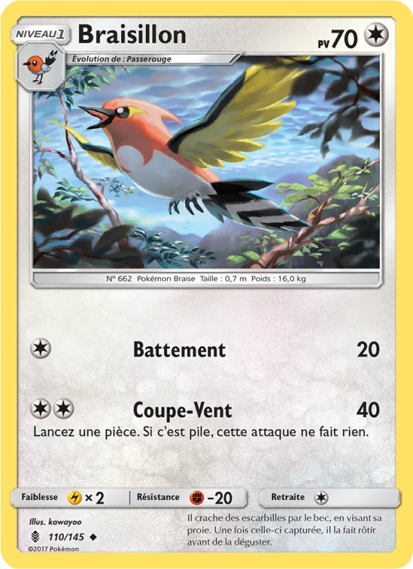 Carte Pokémon Braisillon de l'extension Gardiens Ascendants