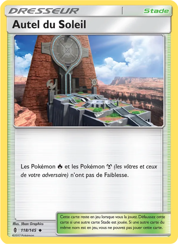 Carte Pokémon Autel du Soleil de l'extension Gardiens Ascendants